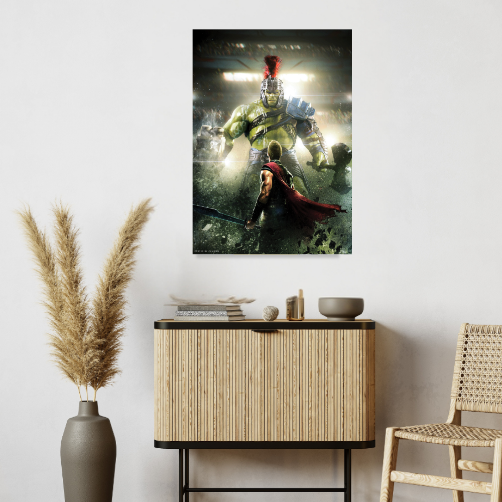 Thor Ragnarok Hulk Movie Poster Frame Action Sci-fi Film Framed Posters Avengers Hollywood Movies Canvas Painting Photo Frames for Wall Decor Home Decoration Living Room Bedroom Office Study Room Cafe Restraunt