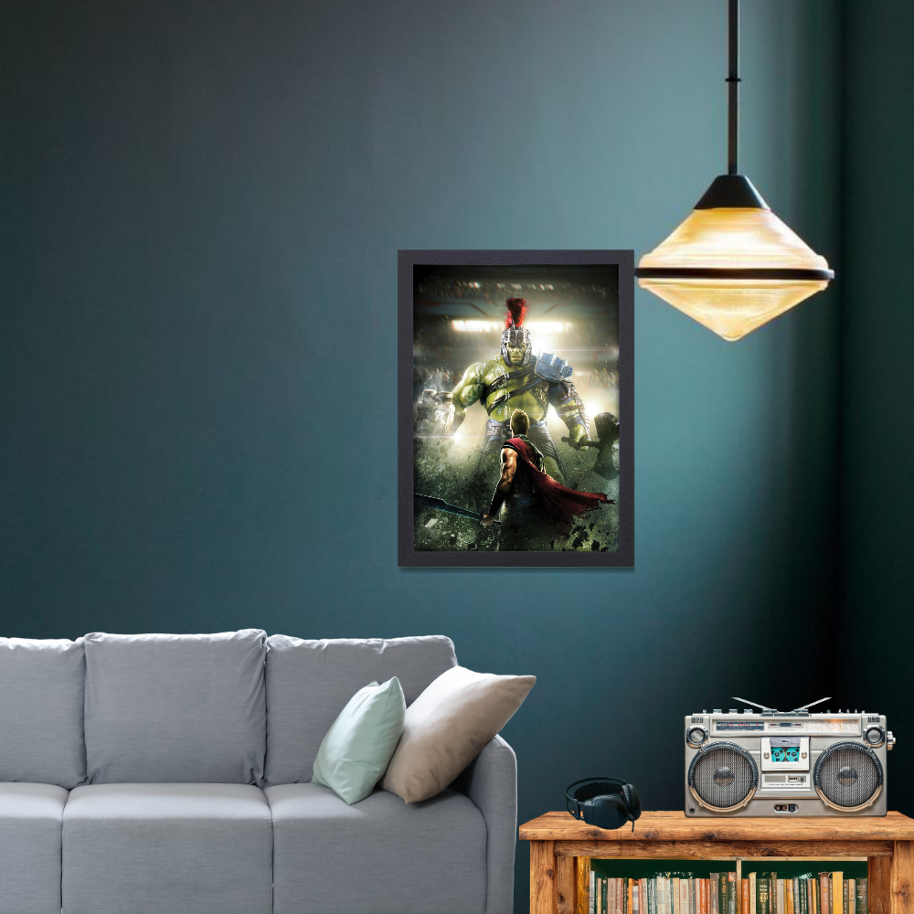 Thor Ragnarok Hulk Movie Poster Frame Action Sci-fi Film Framed Posters Avengers Hollywood Movies Canvas Painting Photo Frames for Wall Decor Home Decoration Living Room Bedroom Office Study Room Cafe Restraunt