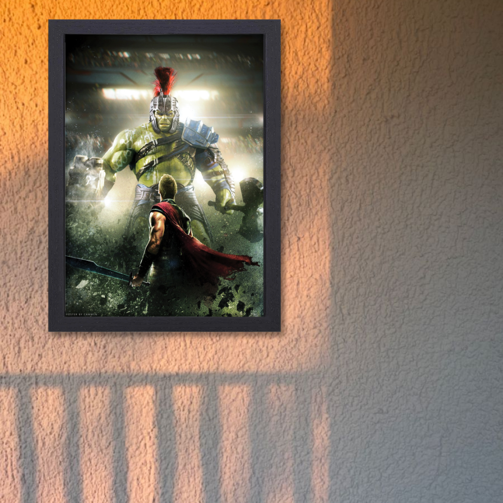 Thor Ragnarok Hulk Movie Poster Frame Action Sci-fi Film Framed Posters Avengers Hollywood Movies Canvas Painting Photo Frames for Wall Decor Home Decoration Living Room Bedroom Office Study Room Cafe Restraunt