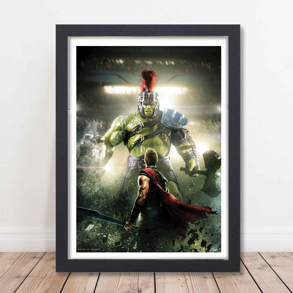 Thor Ragnarok Hulk Movie Poster Frame Action Sci-fi Film Framed Posters Avengers Hollywood Movies Canvas Painting Photo Frames for Wall Decor Home Decoration Living Room Bedroom Office Study Room Cafe Restraunt