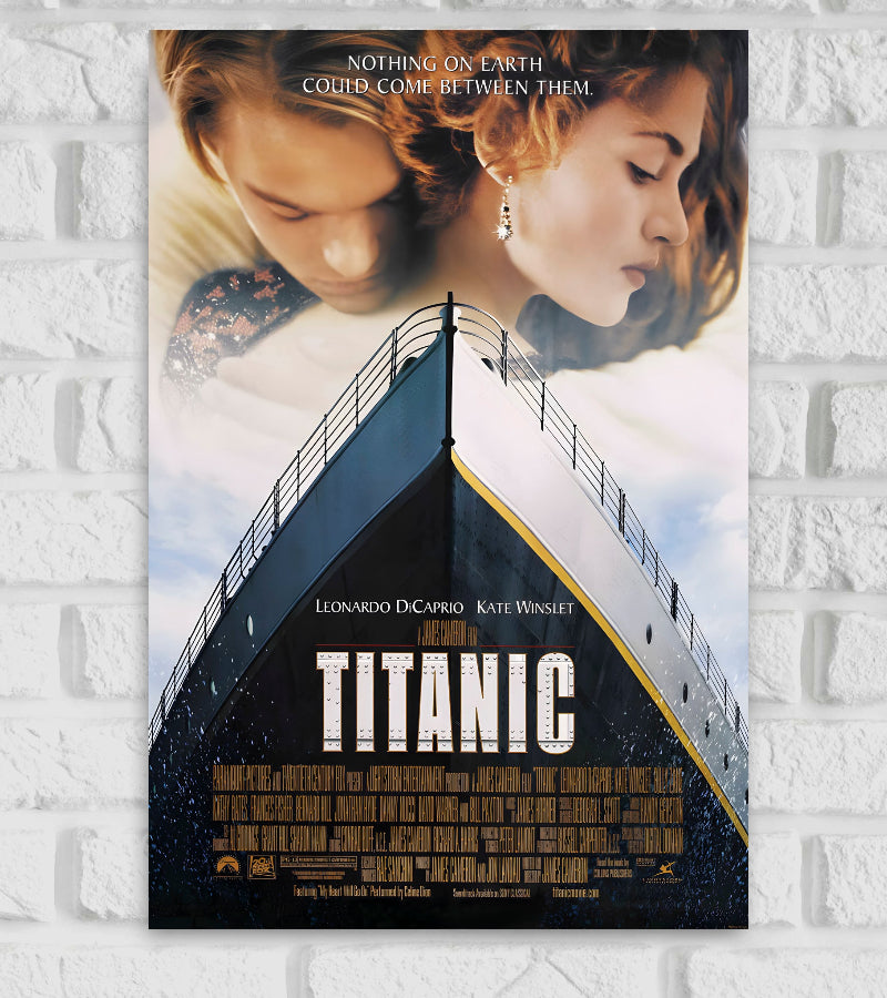 Poster of the movie 'Titanic' featuring a dramatic upward view of the ship's bow cutting through the ocean. Above the ship, a faded image of Leonardo DiCaprio and Kate Winslet embracing adds a romantic tone. The tagline reads 'Nothing on Earth could come between them.' The title 'TITANIC' is prominently displayed in bold white letters at the center, with cast and production credits below." Hollywood Romance Adventure American epic romantic disaster film James Cameron Gloria Stuart
American actress 