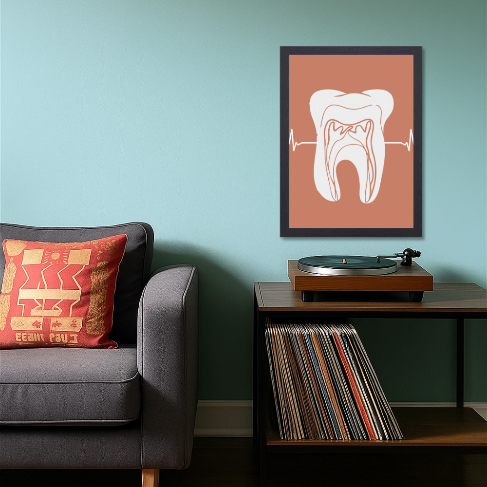 Dentist Funny Quote Wall Frames for Dental Clini, Photo Frame for Hospital With Hanging Hook | Brush Framed oster Pictures for Wall Decoration Dental Art Print – Tooth Anatomy Line Illustration Black Frame