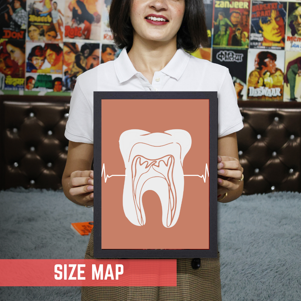 Dentist Funny Quote Wall Frames for Dental Clini, Photo Frame for Hospital With Hanging Hook | Brush Framed oster Pictures for Wall Decoration Dental Art Print – Tooth Anatomy Line Illustration Black Frame