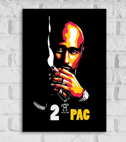 Tupac Shakur American Rapper Singer-Songwriter Colorful Painting Pop Culture Music Artist  Hollywood Songs Matte Finish Beautiful Blue Color Poster Frame

