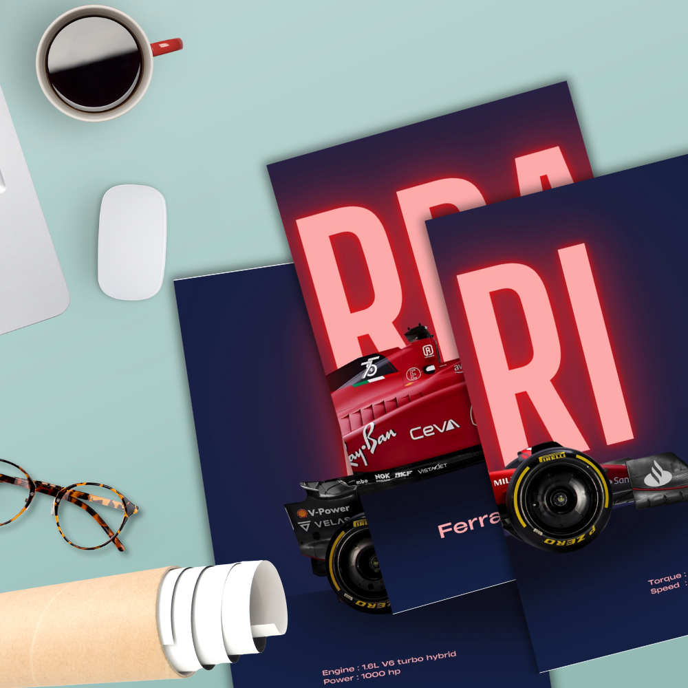 Ferrari Split Posters Set Of 3 For your Desk wall