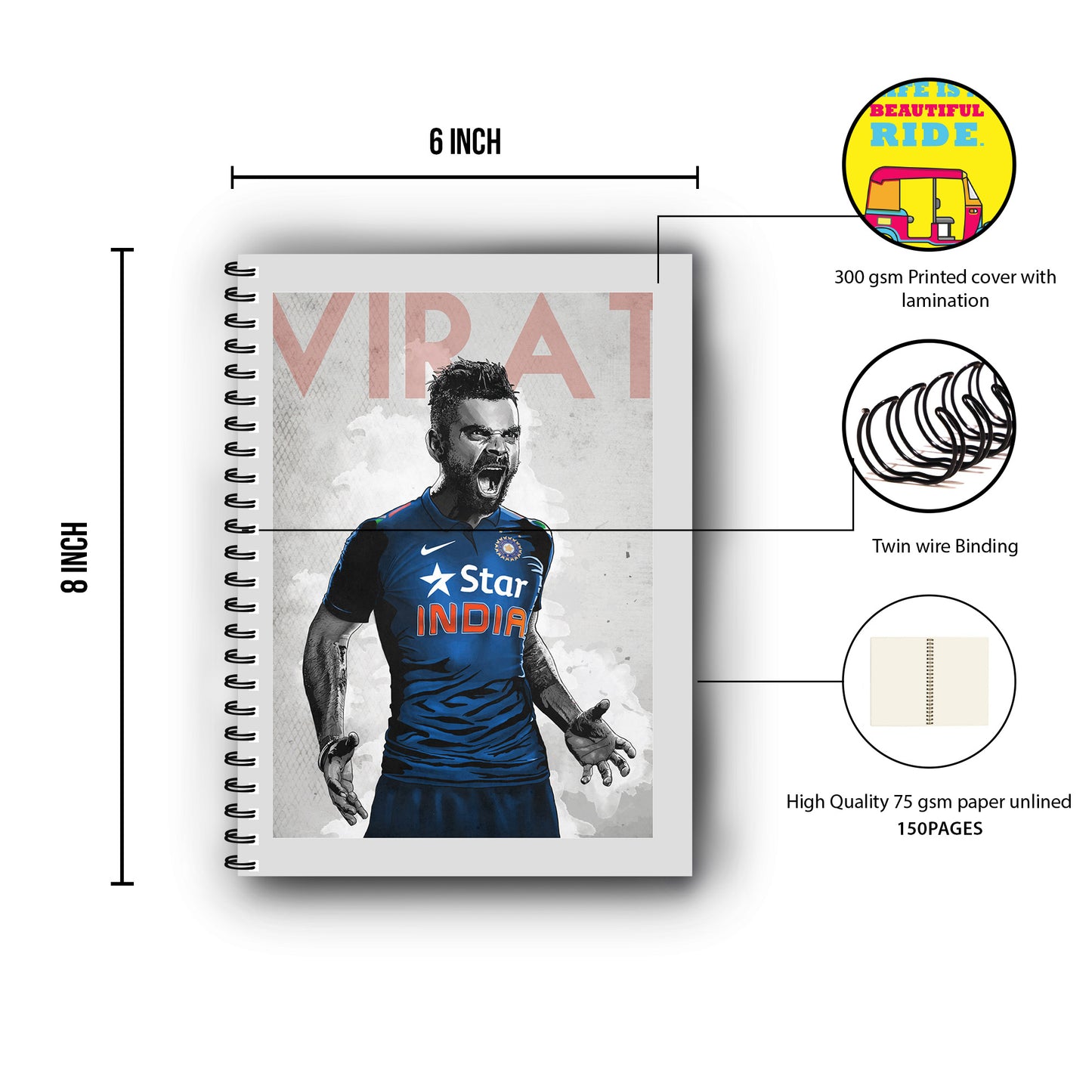 Virat Kohli Printed Notebook