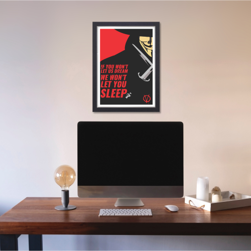 V For Vendetta Film Poster Frame  Action Sci-fi Movie Artwork Framed Posters Hollywood Movies Canvas Painting Photo Frames for Wall Decor Home Decoration Living Room Bedroom Office Study Room Cafe