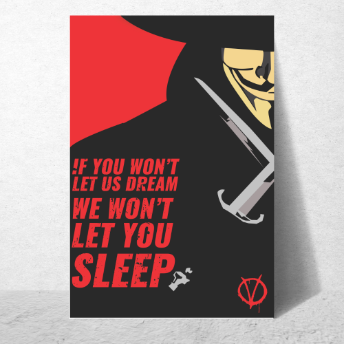 V For Vendetta Film Poster Frame  Action Sci-fi Movie Artwork Framed Posters Hollywood Movies Canvas Painting Photo Frames for Wall Decor Home Decoration Living Room Bedroom Office Study Room Cafe
