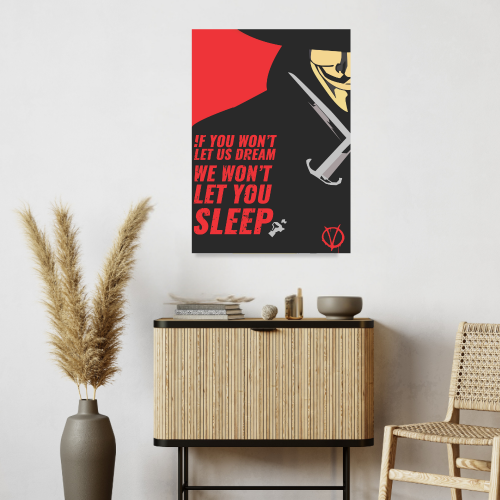 V For Vendetta Film Poster Frame  Action Sci-fi Movie Artwork Framed Posters Hollywood Movies Canvas Painting Photo Frames for Wall Decor Home Decoration Living Room Bedroom Office Study Room Cafe