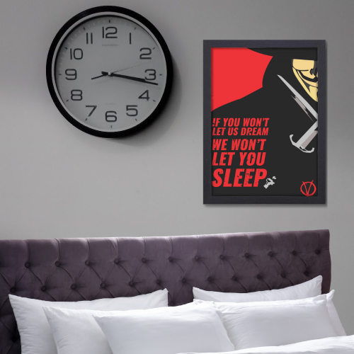 V For Vendetta Film Poster Frame  Action Sci-fi Movie Artwork Framed Posters Hollywood Movies Canvas Painting Photo Frames for Wall Decor Home Decoration Living Room Bedroom Office Study Room Cafe