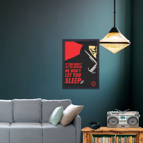 V For Vendetta Film Poster Frame  Action Sci-fi Movie Artwork Framed Posters Hollywood Movies Canvas Painting Photo Frames for Wall Decor Home Decoration Living Room Bedroom Office Study Room Cafe