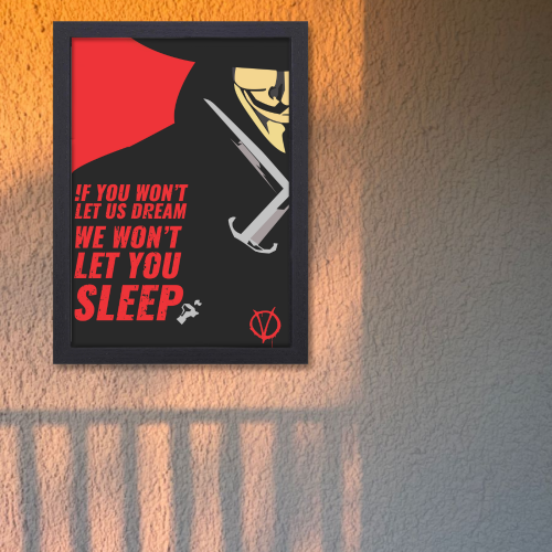 V For Vendetta Film Poster Frame  Action Sci-fi Movie Artwork Framed Posters Hollywood Movies Canvas Painting Photo Frames for Wall Decor Home Decoration Living Room Bedroom Office Study Room Cafe