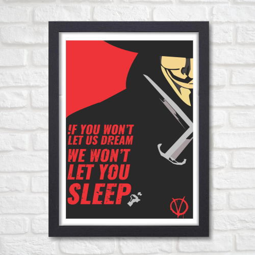 V For Vendetta Film Poster Frame  Action Sci-fi Movie Artwork Framed Posters Hollywood Movies Canvas Painting Photo Frames for Wall Decor Home Decoration Living Room Bedroom Office Study Room Cafe