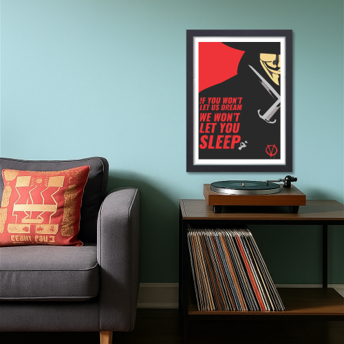 V For Vendetta Film Poster Frame  Action Sci-fi Movie Artwork Framed Posters Hollywood Movies Canvas Painting Photo Frames for Wall Decor Home Decoration Living Room Bedroom Office Study Room Cafe