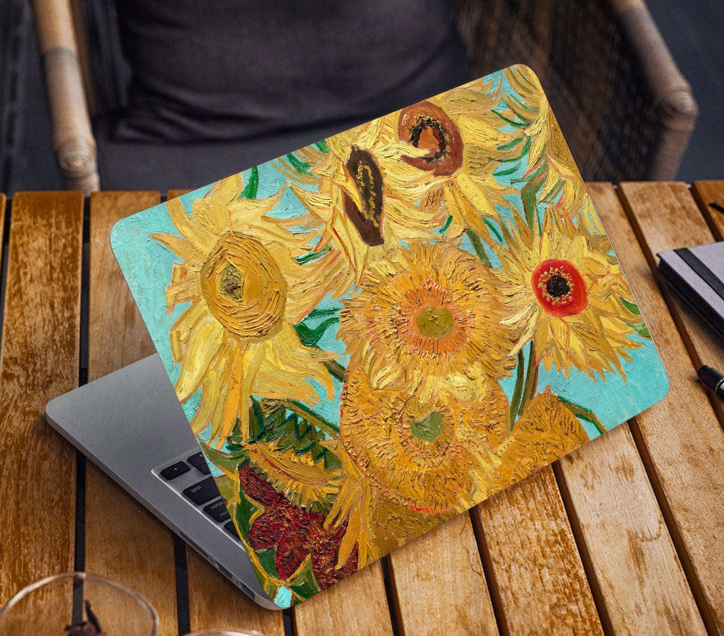 Van Gogh Flower Laptop Skin Vinyl, No Bubble, Multicolor 11.6"- 15.6" inch Laptop