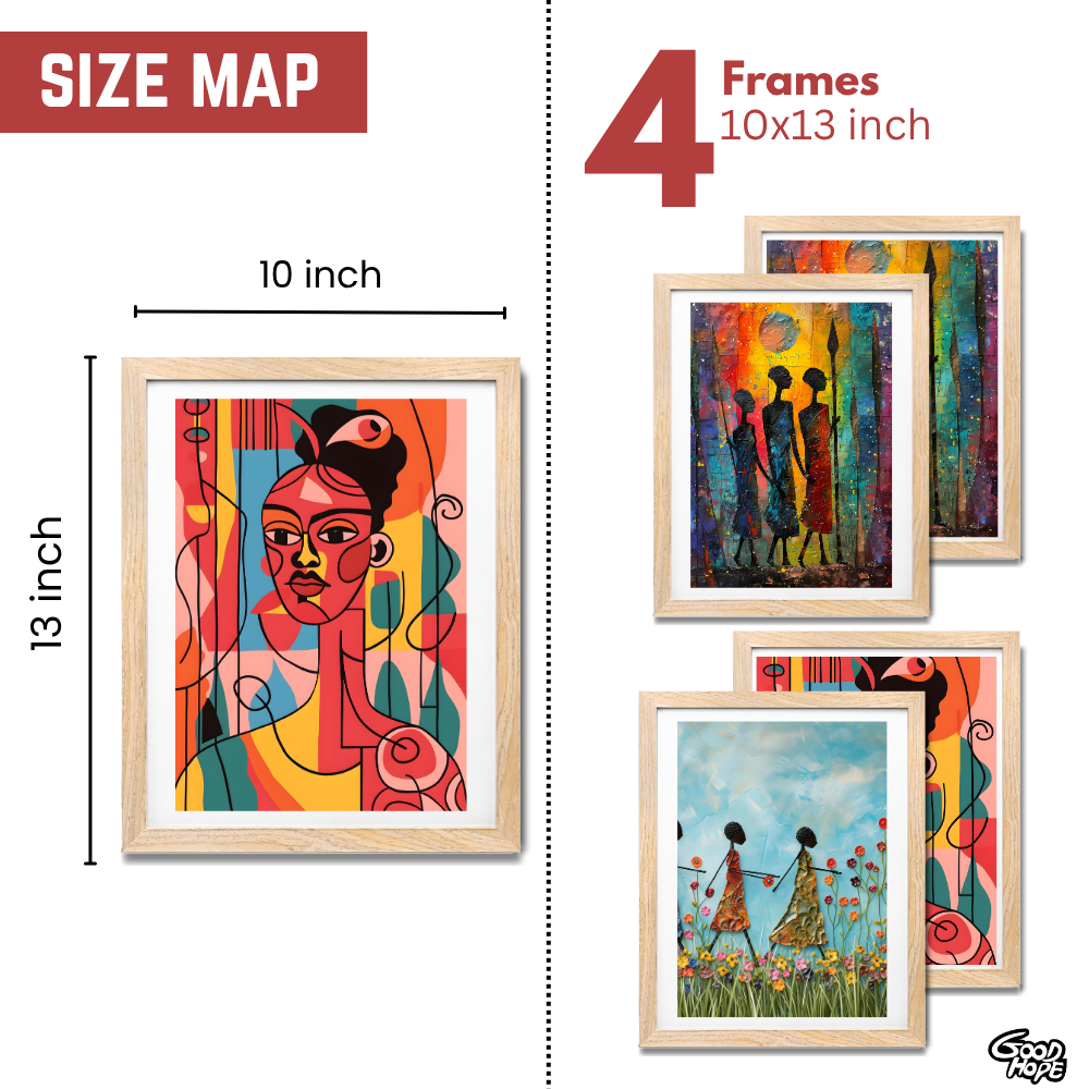 Good Hope Set of 4 Frame Vangogh Wall Art Paintings for Home Decoration, Living Room, Bedroom, Kitchen, and Office Wall Decoration Classic Aesthetic Wood Art