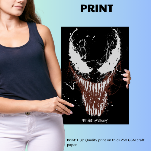 Venom Movie Poster Frame Action Sci-fi Film Series Framed Posters Hollywood Movies Canvas Painting Art work Photo Frames for Wall Decor Home Decoration Living Room Bedroom Office Study Room Cafe Restraunt Restro