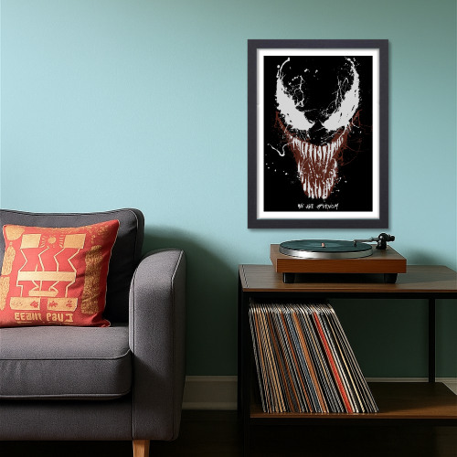 Venom Movie Poster Frame Action Sci-fi Film Series Framed Posters Hollywood Movies Canvas Painting Art work Photo Frames for Wall Decor Home Decoration Living Room Bedroom Office Study Room Cafe Restraunt Restro