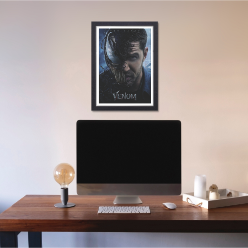 Venom Movie Poster Frame Action Sci-fi Film Series Framed Posters Hollywood Movies Canvas Painting Artwork Photo Frames for Wall Decor Home Decoration Living Room Bedroom Office Study Room Cafe Restraunt Restro