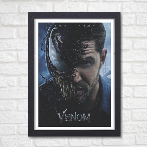 Venom Movie Poster Frame Action Sci-fi Film Series Framed Posters Hollywood Movies Canvas Painting Artwork Photo Frames for Wall Decor Home Decoration Living Room Bedroom Office Study Room Cafe Restraunt Restro