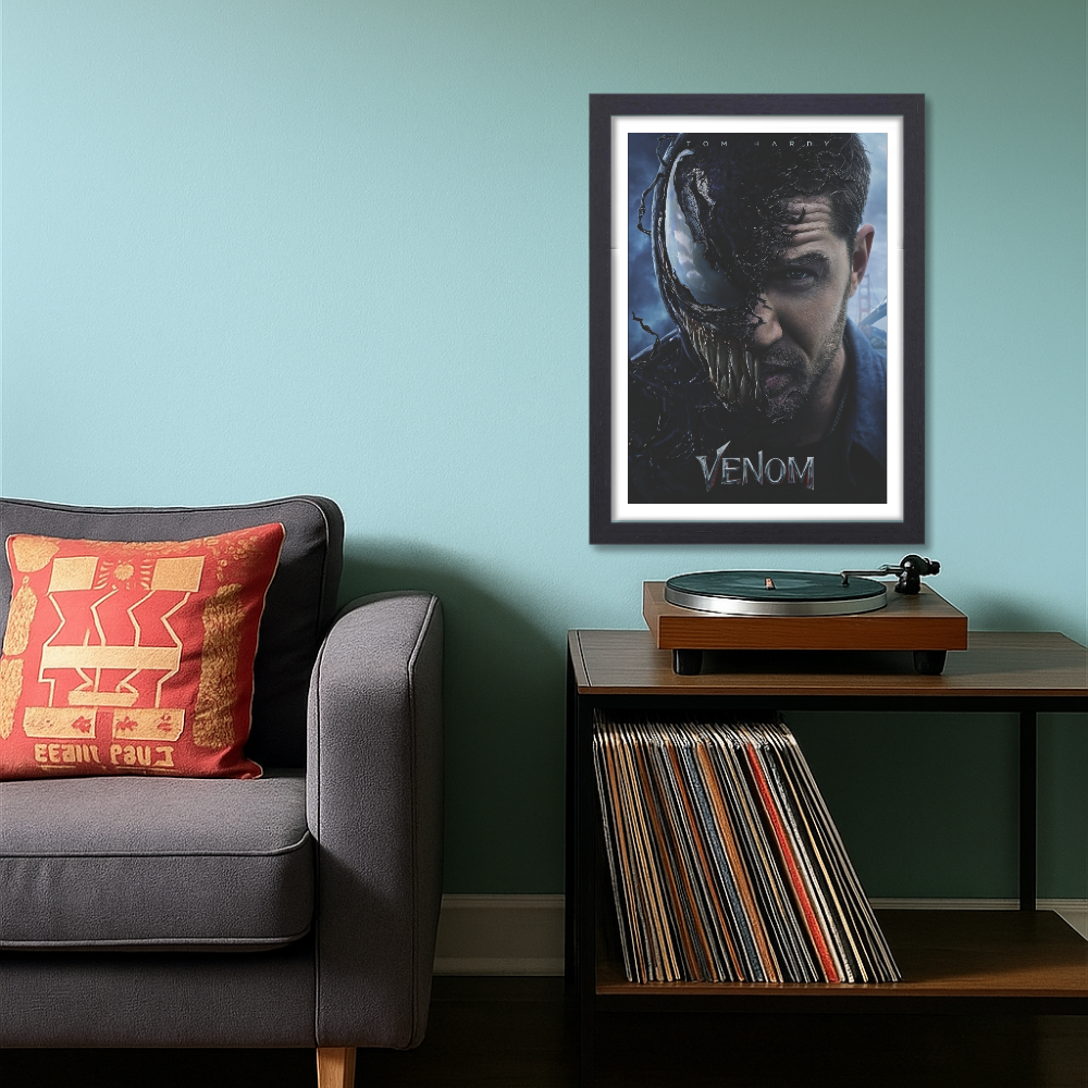 Venom Movie Poster Frame Action Sci-fi Film Series Framed Posters Hollywood Movies Canvas Painting Artwork Photo Frames for Wall Decor Home Decoration Living Room Bedroom Office Study Room Cafe Restraunt Restro