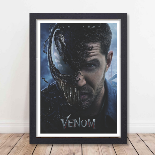 Venom Movie Poster Frame Action Sci-fi Film Series Framed Posters Hollywood Movies Canvas Painting Artwork Photo Frames for Wall Decor Home Decoration Living Room Bedroom Office Study Room Cafe Restraunt Restro