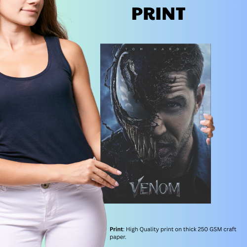 Venom Movie Poster Frame Action Sci-fi Film Series Framed Posters Hollywood Movies Canvas Painting Artwork Photo Frames for Wall Decor Home Decoration Living Room Bedroom Office Study Room Cafe Restraunt Restro