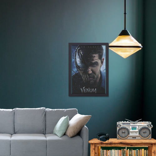 Venom Movie Poster Frame Action Sci-fi Film Series Framed Posters Hollywood Movies Canvas Painting Artwork Photo Frames for Wall Decor Home Decoration Living Room Bedroom Office Study Room Cafe Restraunt Restro