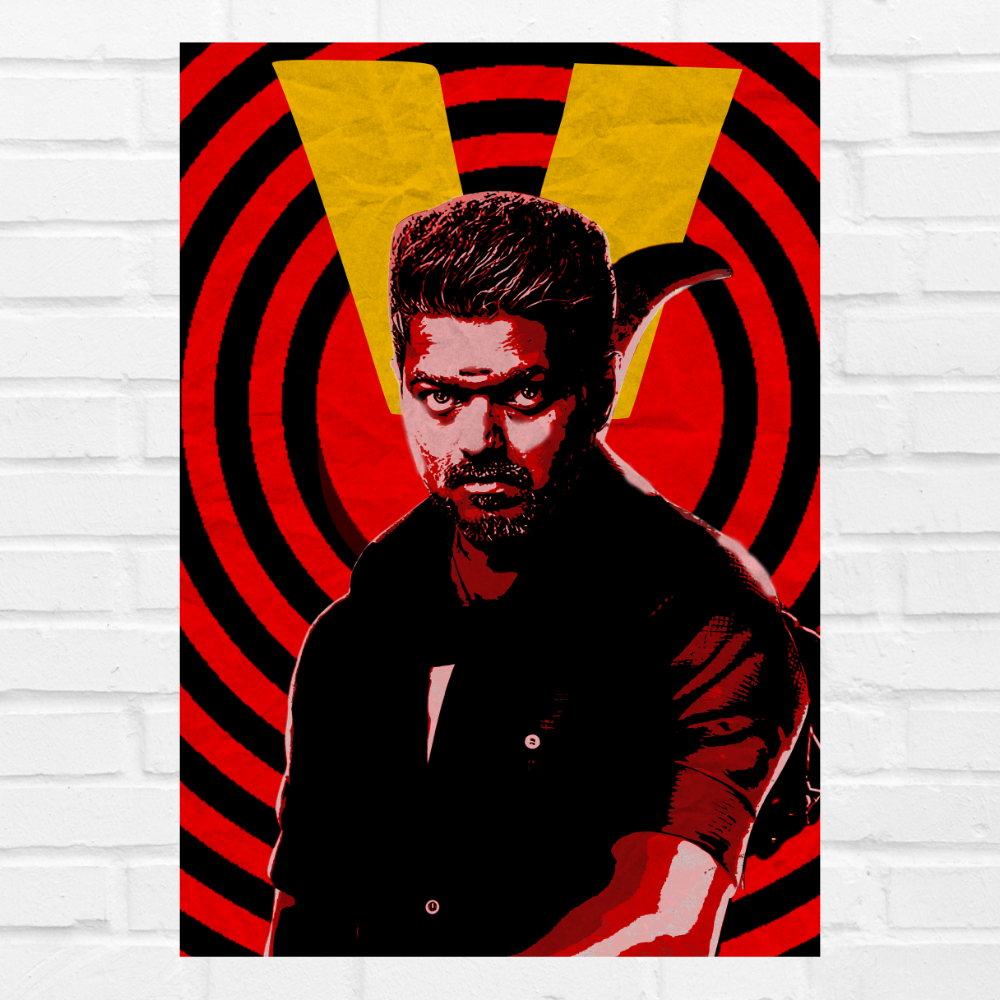 Actor Vijay Frame Poster, Tamil Movie Framed Poster, Tamil Movie Posters, Tamil Actors Posters for wall decor, room decor, Living aera, Dining hall Tamil Cinema wall