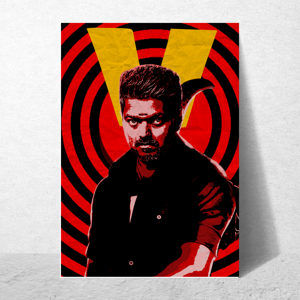 Actor Vijay Frame Poster, Tamil Movie Framed Poster, Tamil Movie Posters, Tamil Actors Posters for wall decor, room decor, Living aera, Dining hall Tamil Cinema wall