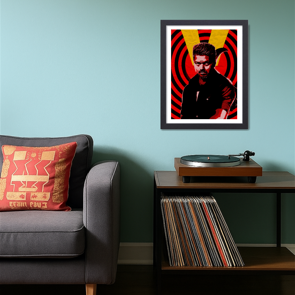 Actor Vijay Frame Poster, Tamil Movie Framed Poster, Tamil Movie Posters, Tamil Actors Posters for wall decor, room decor, Living aera, Dining hall Tamil Cinema wall