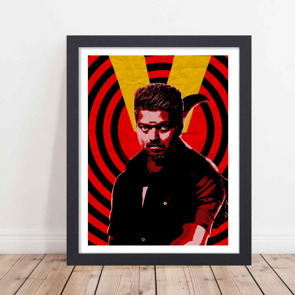 Actor Vijay Frame Poster, Tamil Movie Framed Poster, Tamil Movie Posters, Tamil Actors Posters for wall decor, room decor, Living aera, Dining hall Tamil Cinema wall