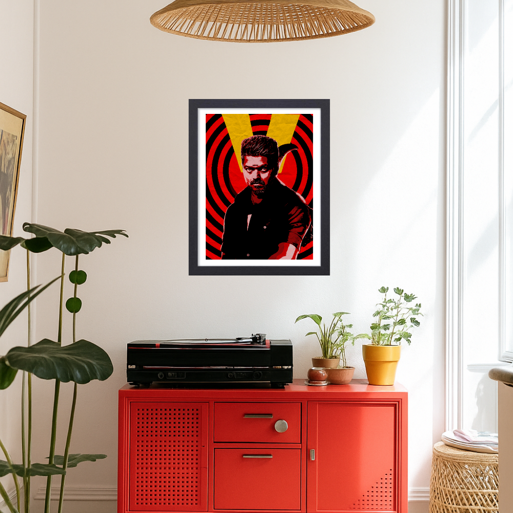 Actor Vijay Frame Poster, Tamil Movie Framed Poster, Tamil Movie Posters, Tamil Actors Posters for wall decor, room decor, Living aera, Dining hall Tamil Cinema wall