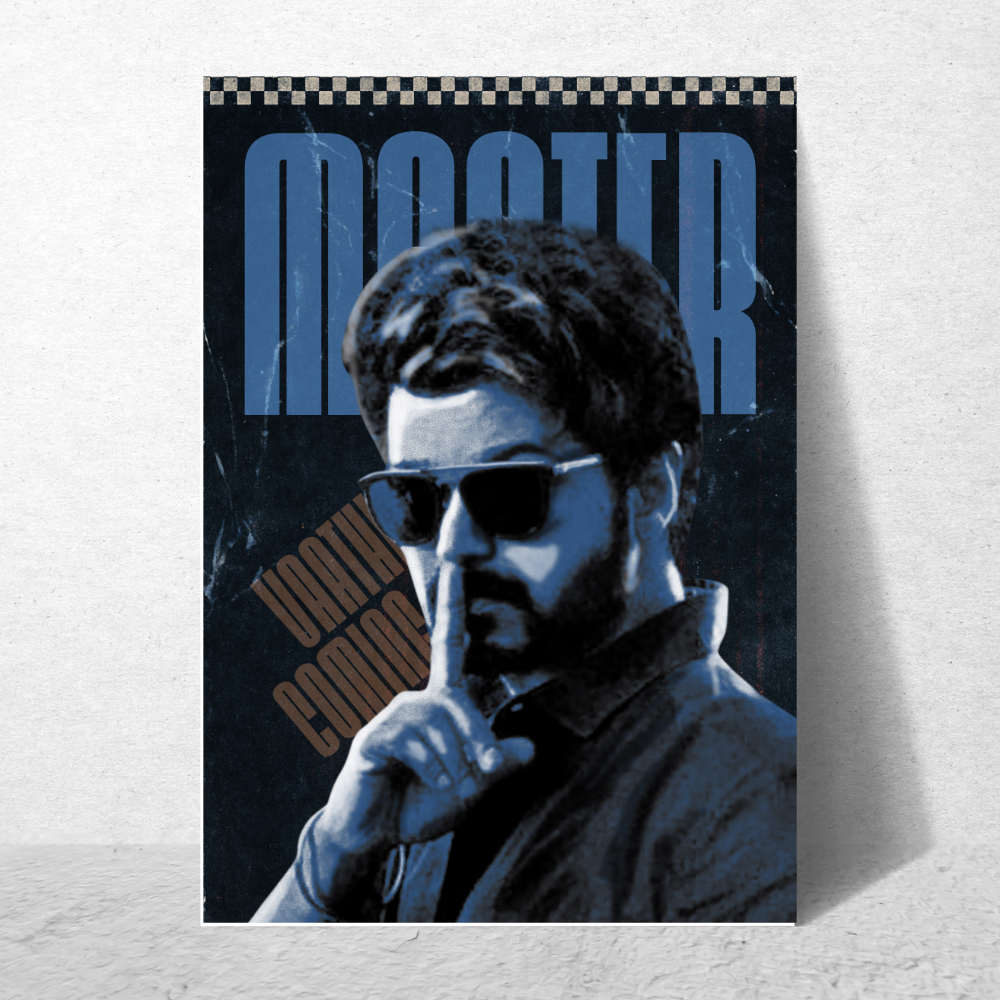 Actor Vijay Frame Poster, Tamil Movie Framed Poster, Tamil Movie Posters, Vijay Master Actors Posters for wall decor, om decor, Living aera, Dining hall Tamil Cinema wall