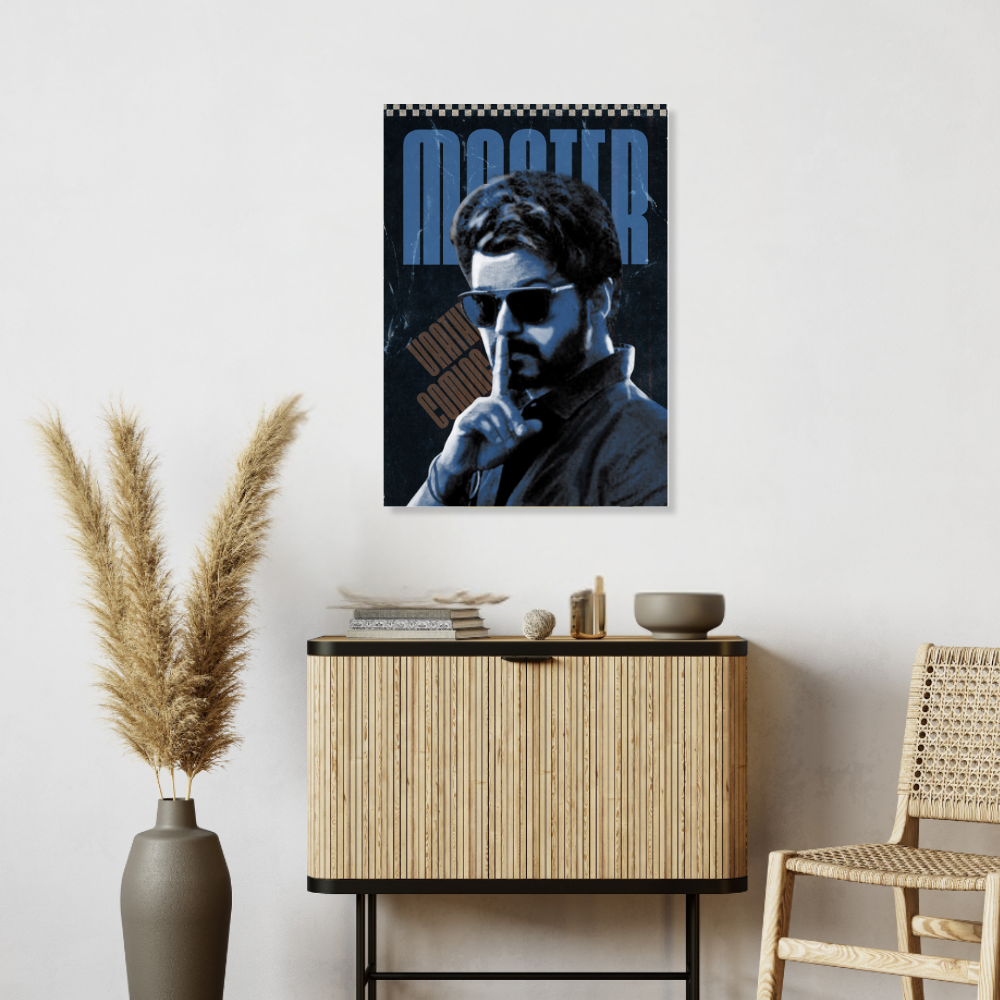 Actor Vijay Frame Poster, Tamil Movie Framed Poster, Tamil Movie Posters, Vijay Master Actors Posters for wall decor, om decor, Living aera, Dining hall Tamil Cinema wall
