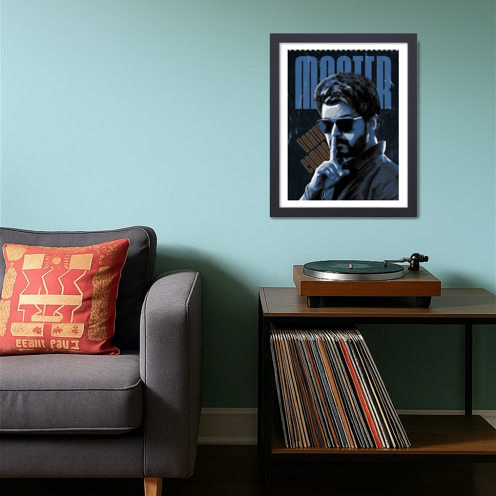 Actor Vijay Frame Poster, Tamil Movie Framed Poster, Tamil Movie Posters, Vijay Master Actors Posters for wall decor, om decor, Living aera, Dining hall Tamil Cinema wall