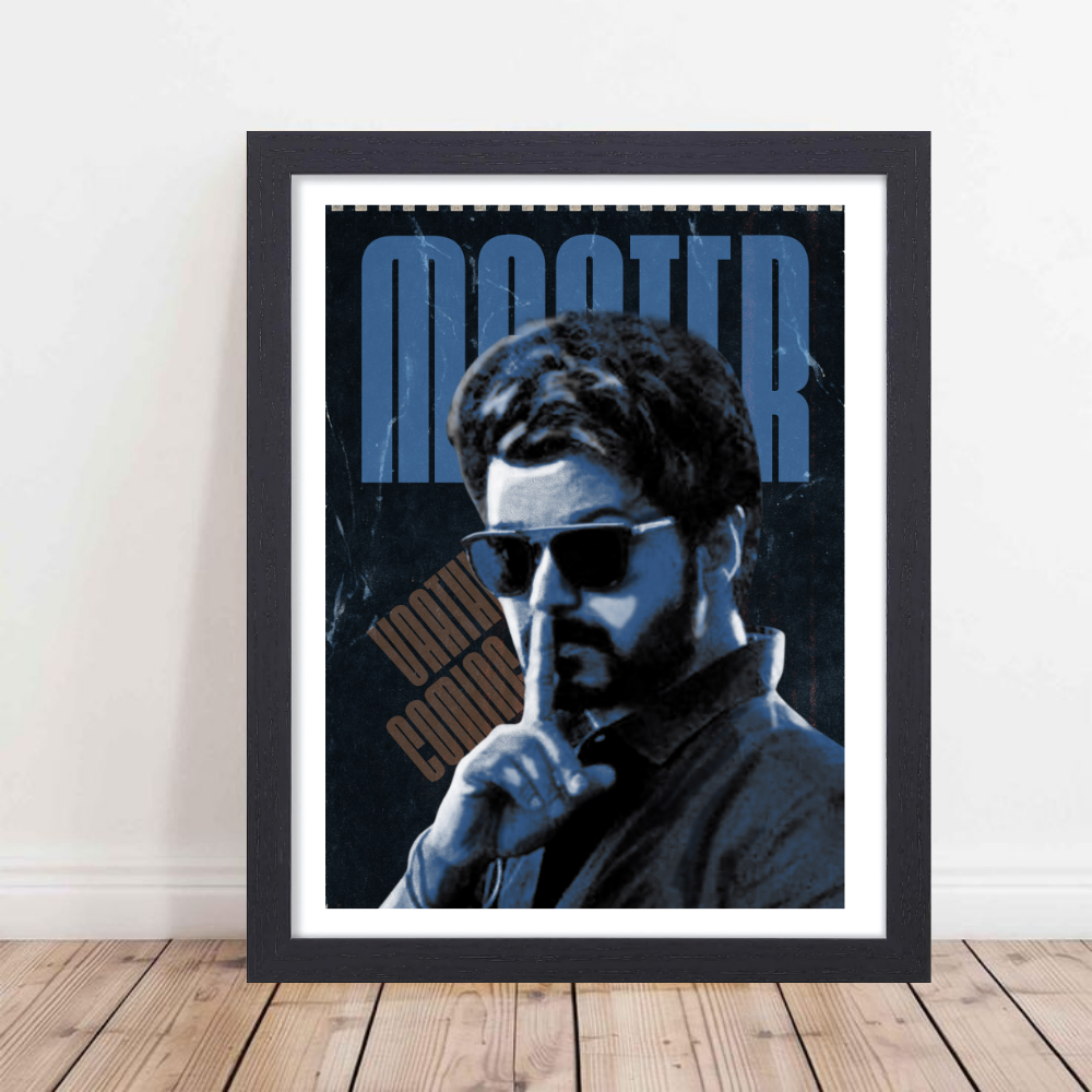 Actor Vijay Frame Poster, Tamil Movie Framed Poster, Tamil Movie Posters, Vijay Master Actors Posters for wall decor, om decor, Living aera, Dining hall Tamil Cinema wall