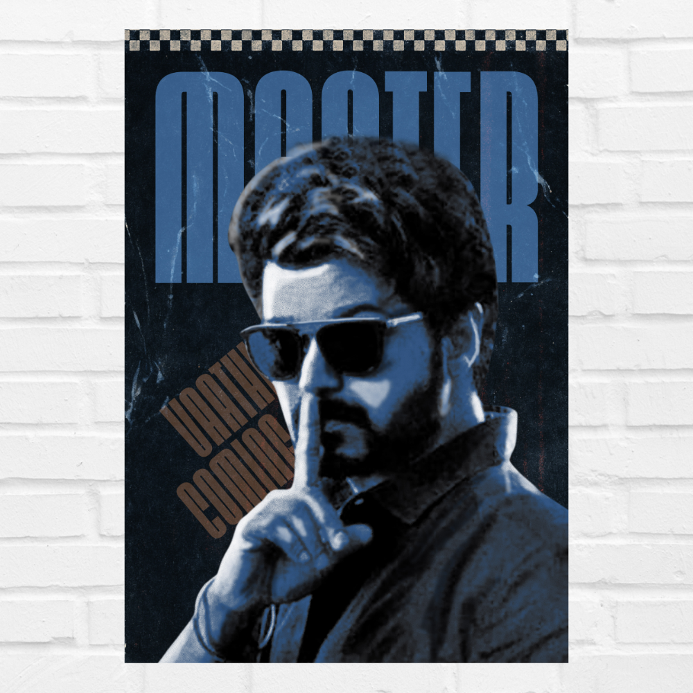 Actor Vijay Frame Poster, Tamil Movie Framed Poster, Tamil Movie Posters, Vijay Master Actors Posters for wall decor, om decor, Living aera, Dining hall Tamil Cinema wall