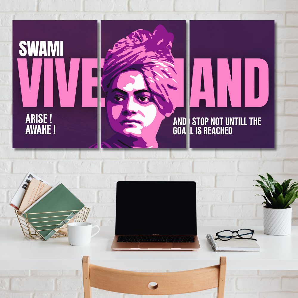 Swami Vivekananda 3-Piece Poster | Motivational Wall Art with Quote “Arise, Awake!