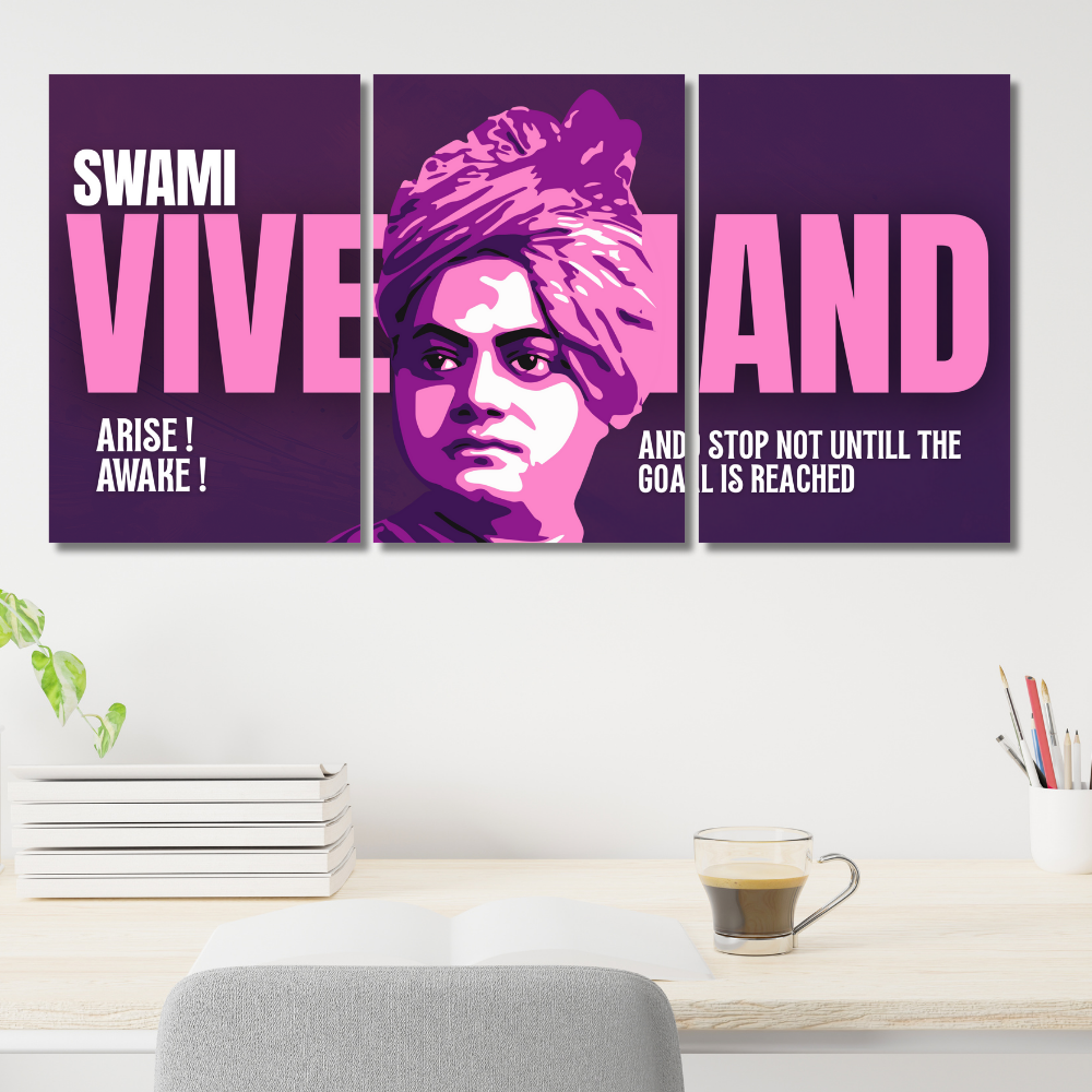 Swami Vivekananda 3-Piece Poster | Motivational Wall Art with Quote “Arise, Awake!
