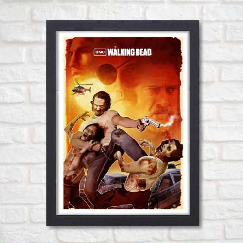 The Walking Dead Movie Poster Frame Horror Drama Telivision Series Framed Posters Hollywood American Movies Artwork Canvas Painting Photo Frames for Wall Decor Home Decoration Living Room Bedroom Office Study Room Cafe