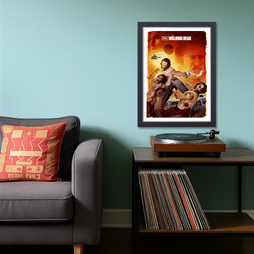 The Walking Dead Movie Poster Frame Horror Drama Telivision Series Framed Posters Hollywood American Movies Artwork Canvas Painting Photo Frames for Wall Decor Home Decoration Living Room Bedroom Office Study Room Cafe