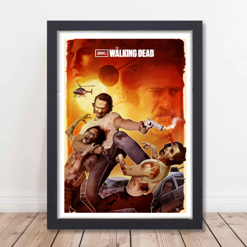 The Walking Dead Movie Poster Frame Horror Drama Telivision Series Framed Posters Hollywood American Movies Artwork Canvas Painting Photo Frames for Wall Decor Home Decoration Living Room Bedroom Office Study Room Cafe