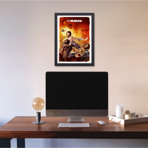 The Walking Dead Movie Poster Frame Horror Drama Telivision Series Framed Posters Hollywood American Movies Artwork Canvas Painting Photo Frames for Wall Decor Home Decoration Living Room Bedroom Office Study Room Cafe