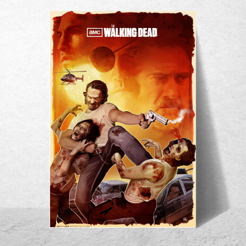 The Walking Dead Movie Poster Frame Horror Drama Telivision Series Framed Posters Hollywood American Movies Artwork Canvas Painting Photo Frames for Wall Decor Home Decoration Living Room Bedroom Office Study Room Cafe