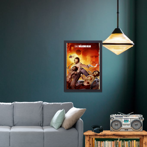 The Walking Dead Movie Poster Frame Horror Drama Telivision Series Framed Posters Hollywood American Movies Artwork Canvas Painting Photo Frames for Wall Decor Home Decoration Living Room Bedroom Office Study Room Cafe