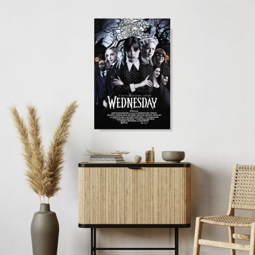Wednesday Movie Poster Frame Horror Drama Movies Framed Posters Hollywood Artwork Painting Photo Frames for Wall Decor Home Decoration Living Room Bedroom Office Study Room Cafe