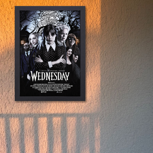 Wednesday Movie Poster Frame Horror Drama Movies Framed Posters Hollywood Artwork Painting Photo Frames for Wall Decor Home Decoration Living Room Bedroom Office Study Room Cafe