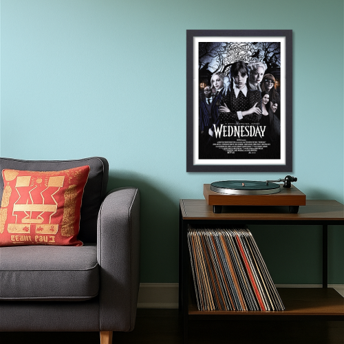 Wednesday Movie Poster Frame Horror Drama Movies Framed Posters Hollywood Artwork Painting Photo Frames for Wall Decor Home Decoration Living Room Bedroom Office Study Room Cafe