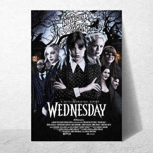 Wednesday Movie Poster Frame Horror Drama Movies Framed Posters Hollywood Artwork Painting Photo Frames for Wall Decor Home Decoration Living Room Bedroom Office Study Room Cafe